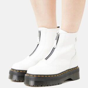 Dr. Martens Womens Jetta White Leather Zipper Front Platform Boots Size 6